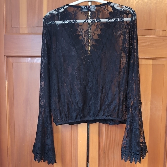 Black Lace Women's Criss-cross Top - Picture 6 of 6